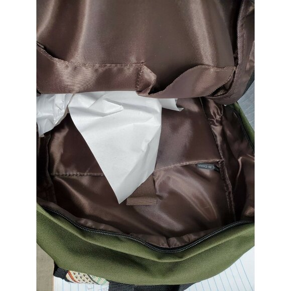 Olive Green Abstract Pocket Design Backpack with Multiple Pockets and Unique Zip - Picture 10 of 10